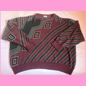 Vintage Plus Size 80s Geometric Design Grandpa Sweater